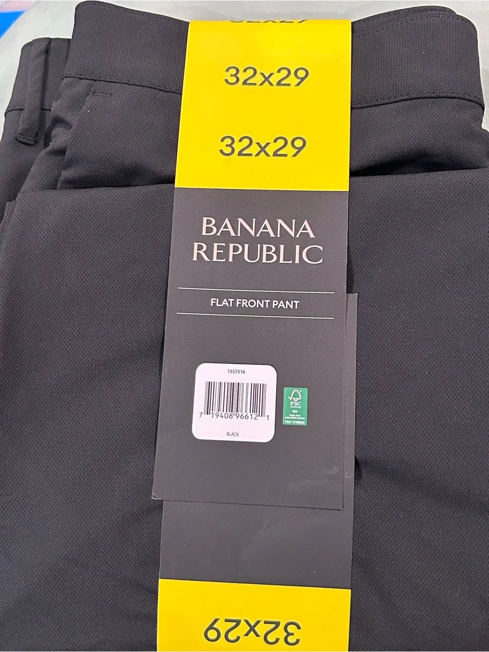 Banana Republic Men’s Slim Fit Flat Front Stretch Pants Black 32x29 NWT